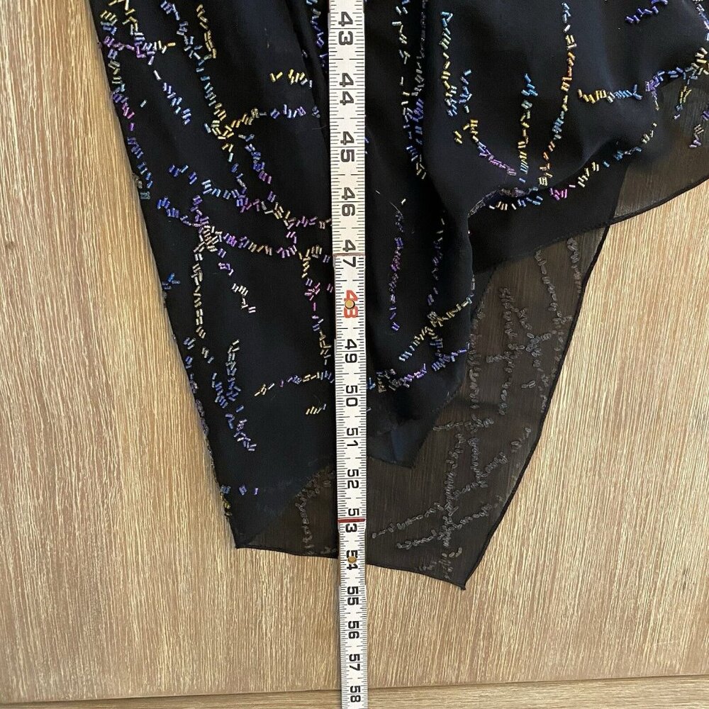 Rue De La Paix Dress Women's Black Sz 30 M Rainbow Beaded Asymmetrical Hem Fairy - Picture 14 of 16